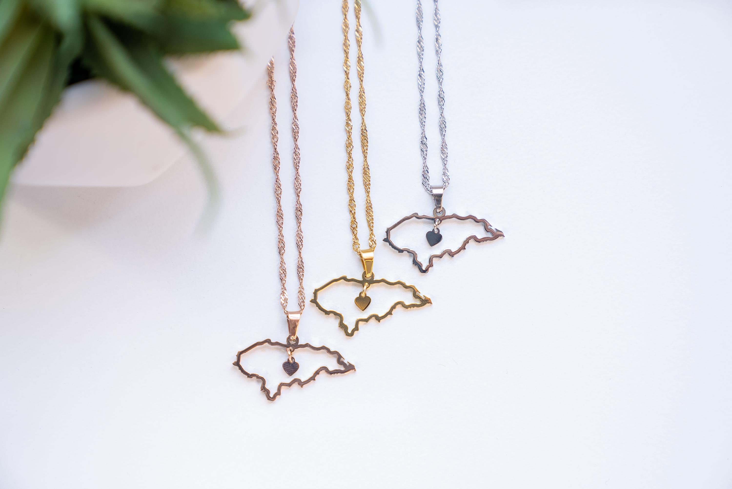 Honduras Map Pendant Necklace - Gold Or Silver Stainless Steel Patriotic Jewelry, Gift For Women - View #11