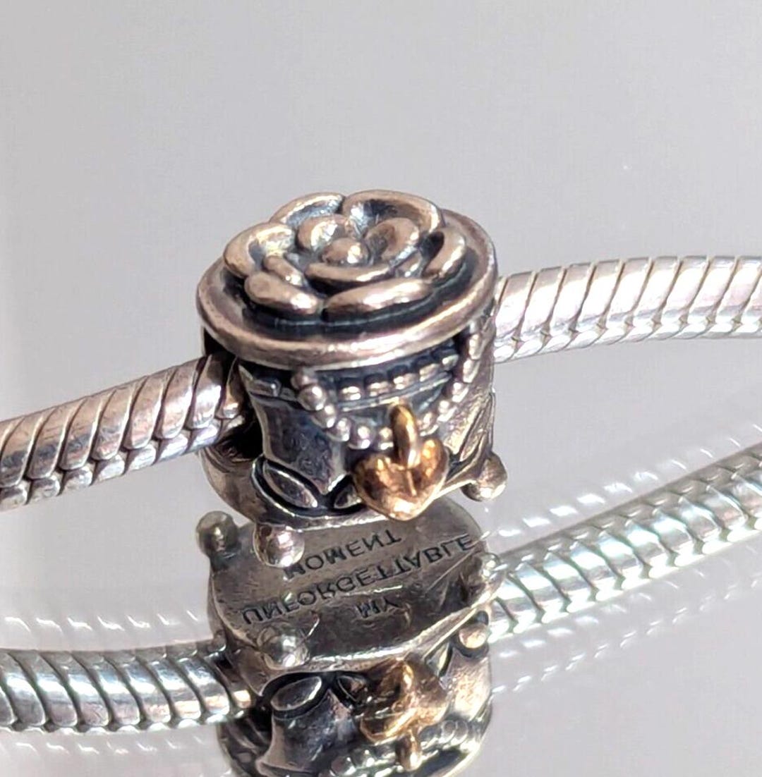 Pandora Retired Sterling Silver & 14K Box Charm 791019 My Unforgettable ...