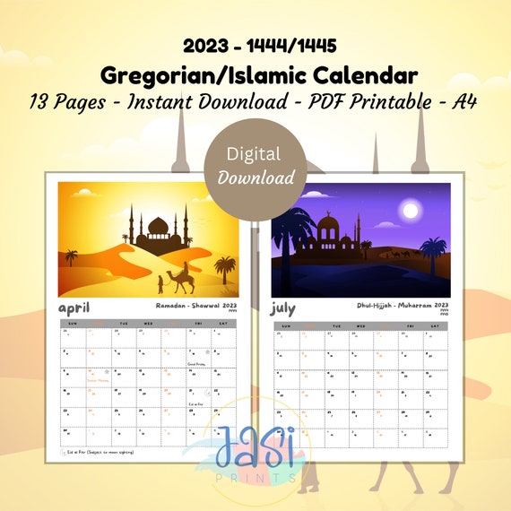 Islamic Calendar 2023 / 1444 1445 Instant Download - Etsy