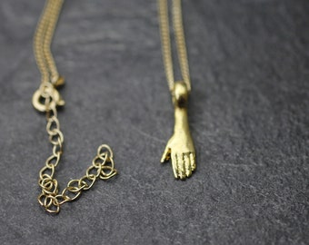 Collar de mano chapado en oro, collar de una sola mano, colgantes de mano, collar de amor de amistad, joyería de pareja, joyería minimalista, regalo de Navidad