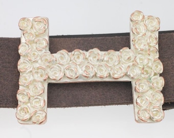 Rose Perlmutt Belt Buckle H, Roses Belt Buckle, Flower Belt Buckle, Floral Accessory, Belt Buckle Fastener, Women Belt Buckle,  GS274rp