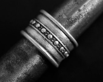 Anillo grueso de plata, plata de ley chapada, anillo boho, anillo de declaración, anillo de banda, anillo ajustable, anillo unisex, regalo de Navidad, R385 como