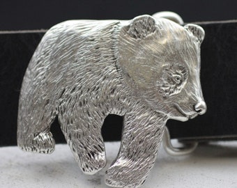 Hebilla de cinturón de oso de plata antigua para cinturón unisex, hebilla de animal, hebilla de diseño, pasador de oso para cinturón a presión, hebilla de mujer, regalo de Navidad, GS98 como