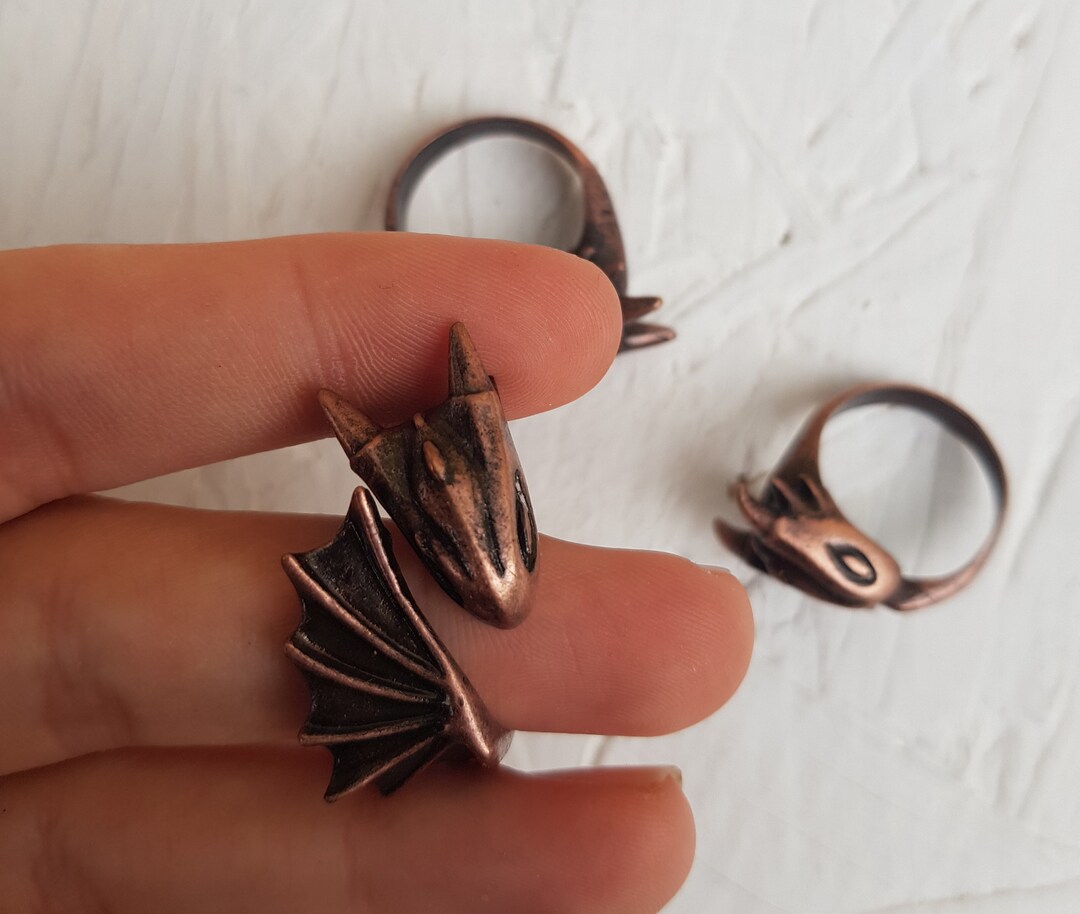 Antique Copper Dragon Ring, Copper Dragon Claw Ring, Gothic Jewelry