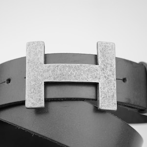 Hebilla de cinturón en forma de H, hebilla de cinturón en plata oscura, hebilla de cinturón para mujer, hebilla de cinturón básica con letras, hebilla de cinturón de calidad, cinturón informal, cinturón para hacer uno mismo, GS273 DS