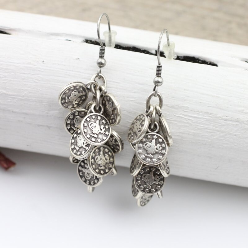 Silver Earring, Multiple Coin Earrings, Wholesale Jewelry