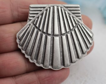 シルバーシェルペンダント、貝殻チャーム、オイスターペンダント