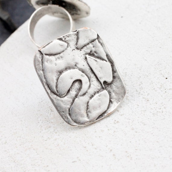 Rectangle Silver Ring, Big Ring, Design Ring, Sil… - image 6