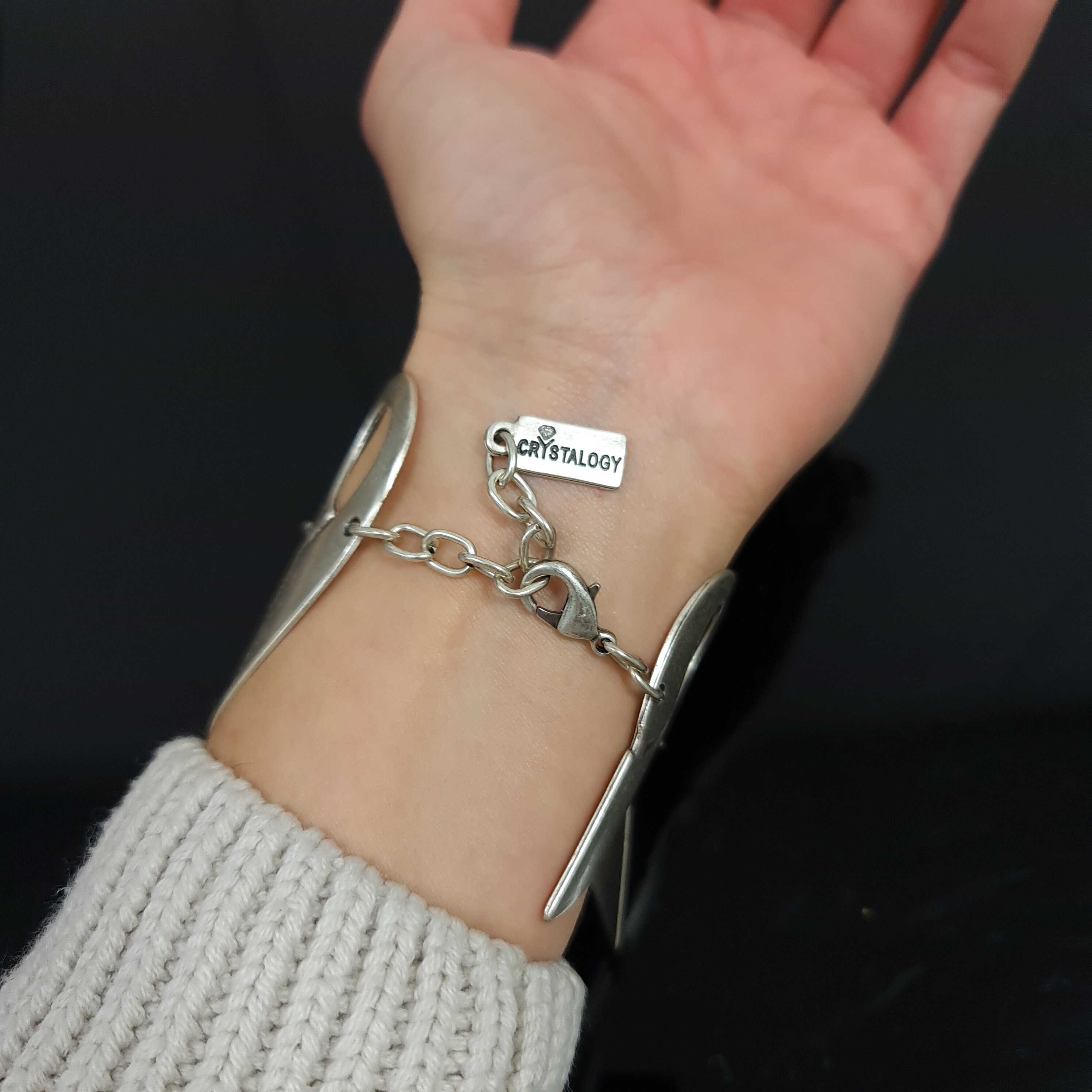 Vintage Sterling Silver Geometric Row Link Bracelet 60's
