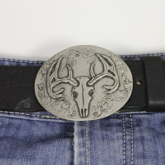 Deer Skull Belt Buckle for Snap Belt, Antler Skull Belt  display picture 2