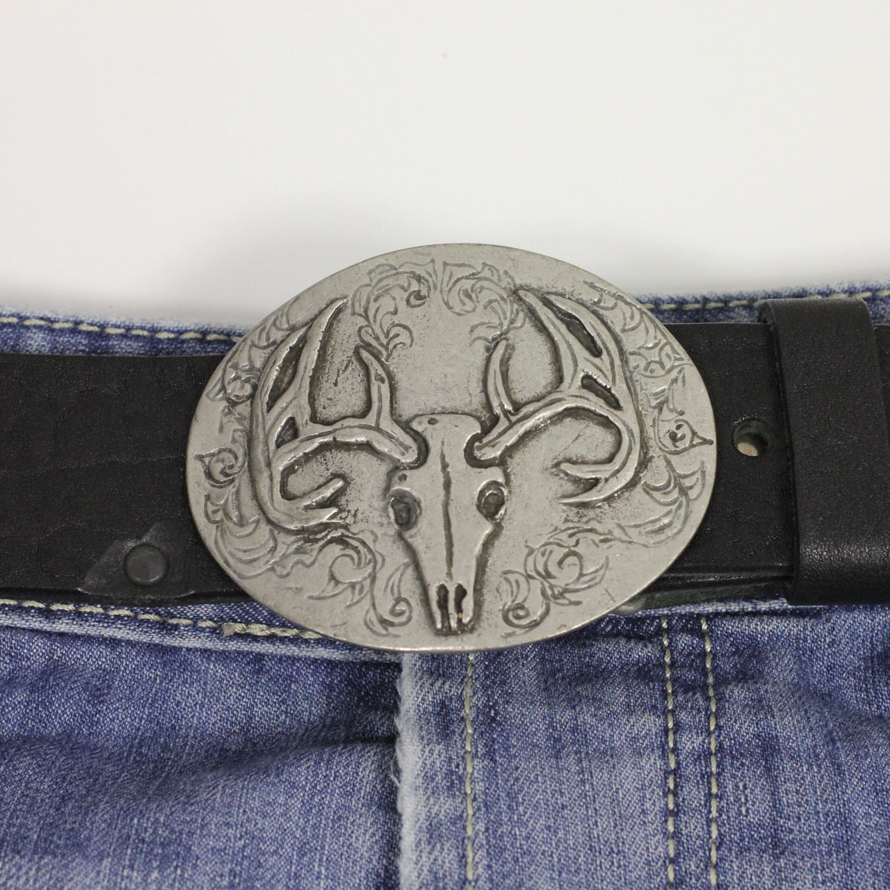 Deer Skull Belt Buckle for Snap Belt, Antler Skull Belt 