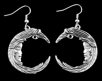 Silver Earrings, Silver Halfmoon Earrings, Moon Earrings, Statement Earrings, Boho Earrings, Gift for Her, Christmas Gift, E120