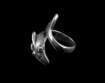 Bague animal en argent, bague dauphin emballée, bague dauphin en argent, bijoux dauphin, bague réglable, cadeau animal, cadeau de Noël, R160