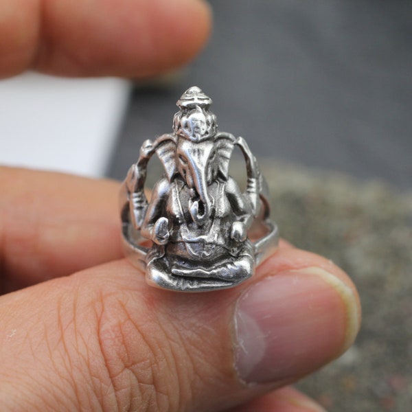 Ganesh Silver Plated Ring, Ganesha Jewelry, Elephant Ring, Buddhism Ring, Hindu Ring, Spiritual Ring, Gifts for Women and Men, R448