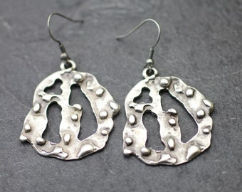 Silver Dangle Earrings, Abstract Charm Earrings, Gothic Earrings, Metal Earrings, Anniversay Gift, Christmas Gift, Gift for Her, E270