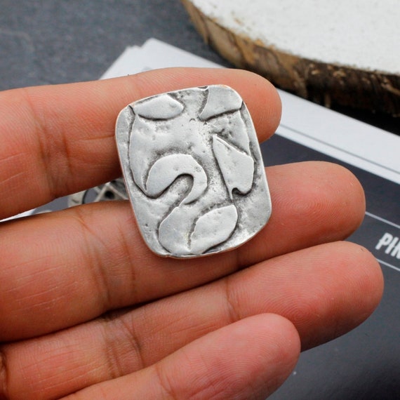 Rectangle Silver Ring, Big Ring, Design Ring, Sil… - image 2