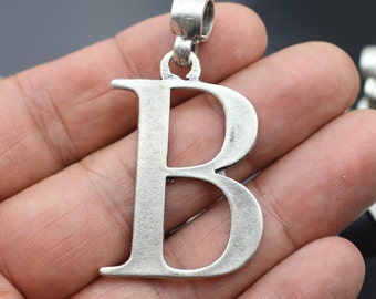Silver Pendant Letter B, Alphabet Charms, Capital Letter, Personalized Gift, DIY Pendant, Letter Necklace, Monogram Pendant, Unisex Gift,P13