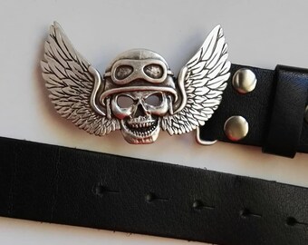 Schädel Biker Gürtelschnalle, Winkel des Todes Gürtelschnalle, Motorradfahrer Zubehör, Rocker Gürtelschnalle, Gothic Gürtelschnalle, Silberschnalle GS264as