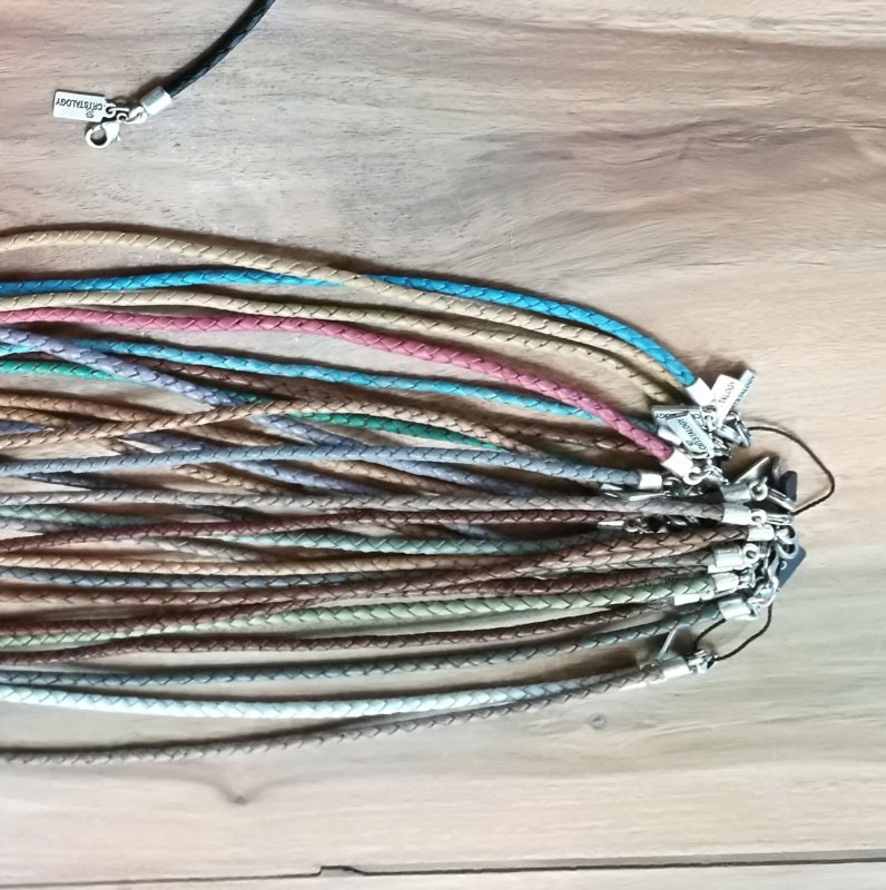 4mm Quality Real Braided Leather Cord Necklace With Sterling Etsy