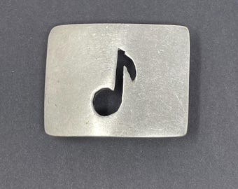 Silver Plated Note Belt Buckle, Music Belt Accessory, Rocker Belt Buckle, Boho Buckle, Gift Buckle, Christmas Gift, GS215 AS