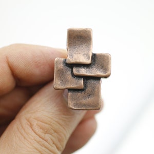Adjustable Geometric Ring, Wall Ring, Statement Ring, Copper Ring, Square Ring, Copper Jewelry, Brutallist Ring, Brown Ring, R1050 as