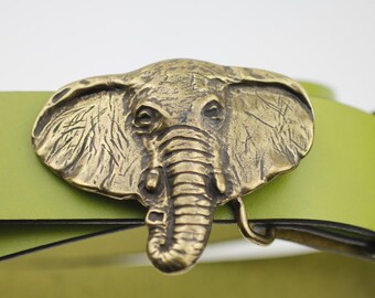 Elephant Head Belt Buckle, Leather Belt Accessories, Antique  display picture 1