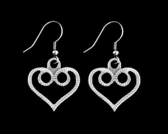 Heart Earrings, Silver Dangle Earrings, Silver Heart Earrings, Antique Jewelry, Women Earrings, Valentine's Day Gift, Christmas Gift, E169