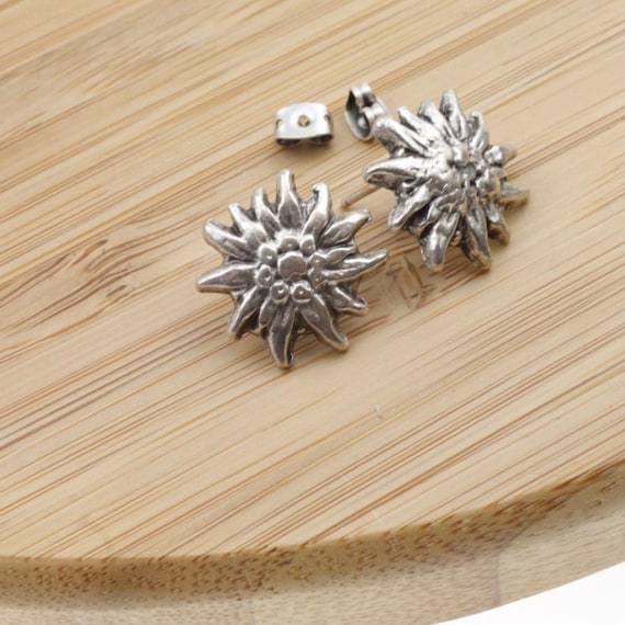 Orecchini Pendenti A Forma Di Stella Alpina In Argento 925, Con Chiusura A Leva, Confezione Regalo