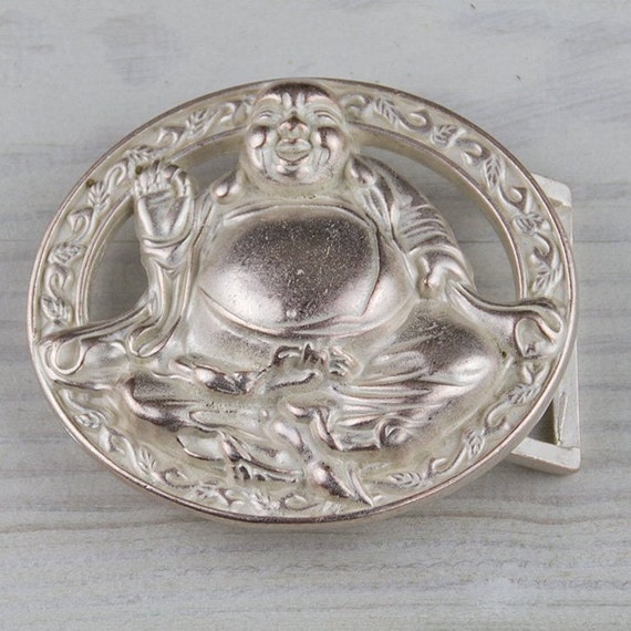 Buddha belt buckle silver woman’s Buddha buckle, silver-plated with leather belt main image 3