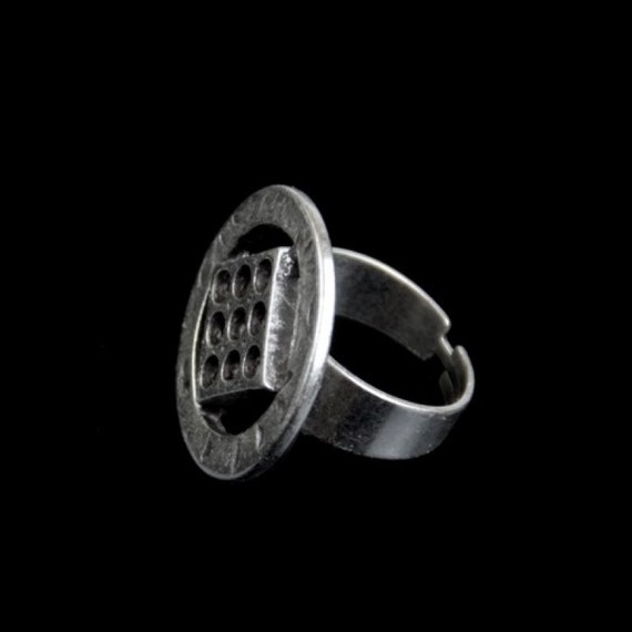 Silver Round Ring, Silver Grid Ring, Square Ring,… - image 6