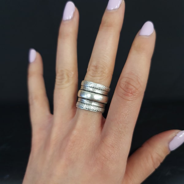 Silver Celtic Ring, Open Band Ring, Ethnic Ring, Statement Ring, Boho Jewelry, Unisex Ring, Adjustable Ring, Christmas Gift, R366