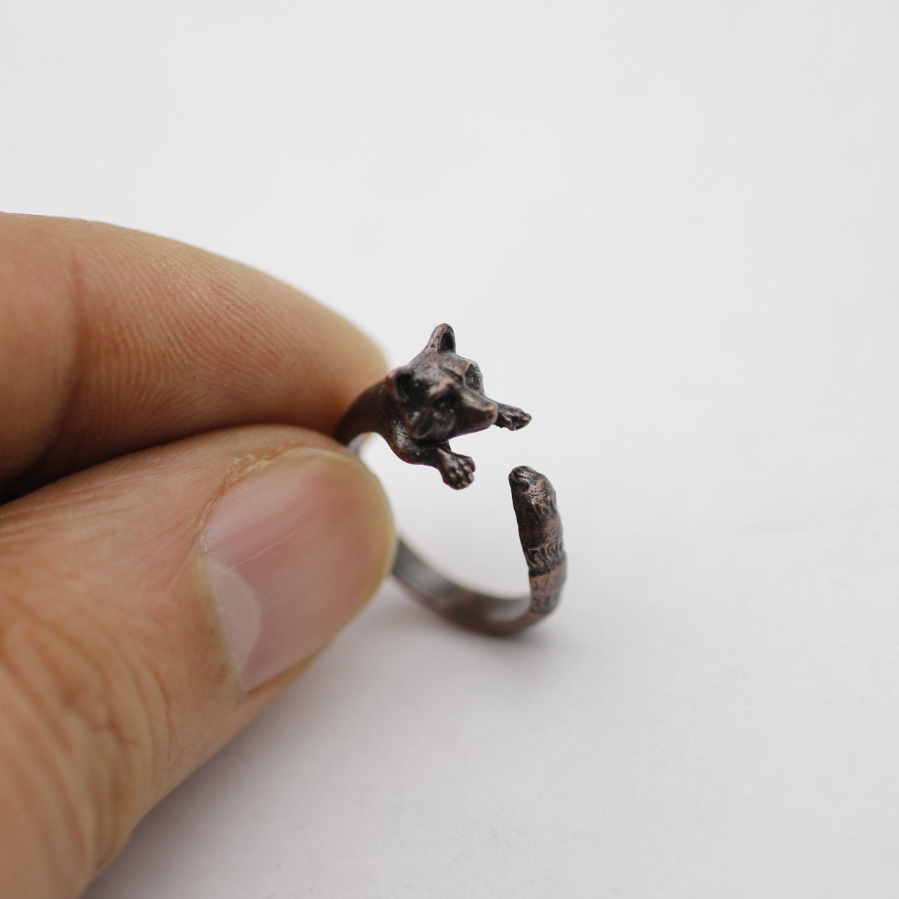 Copper Racoon Copper Raccoon Ring, Animal Ring, Spiral Ring, Wrap Ring, Adjustable ...