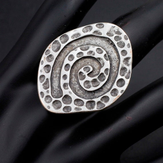 Silver Spiral Ring, Swirl Pattern Ring, Design Si… - image 3