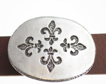 Hebilla de cinturón con flor de plata, hebilla de cinturón con flor de lis, accesorio con flor de lis, hebilla de cinturón victoriana, regalo de Navidad, hebilla de regalo, GS149 AS