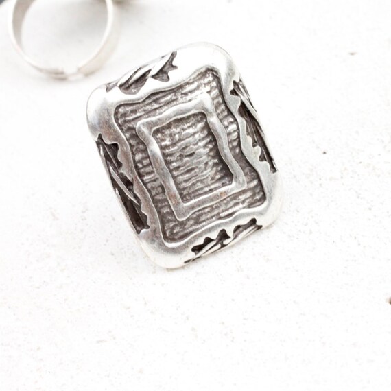 Rectangle Silver Ring, Frame Ring, Design Ring, S… - image 4