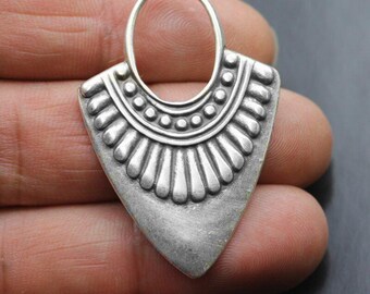 Sterling Silver Tribal African Charms Pendant, Silver Hammered Ethnic Pendant Charms, Ethinc Pendant, Wholesale Charms, ZM866as pendant
