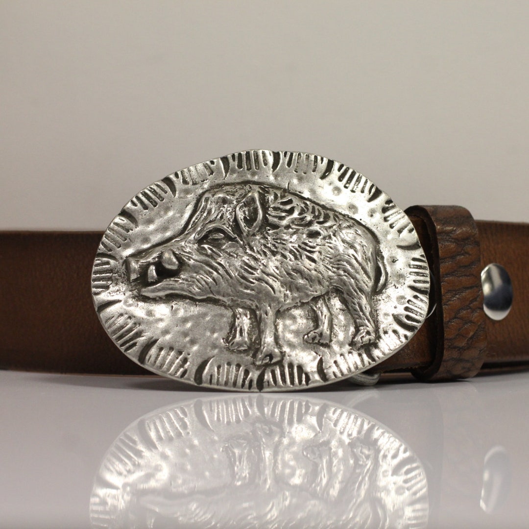 Wild Boar Buckle for Snap Belt, Pig Buckle Fastener, Leather Belt