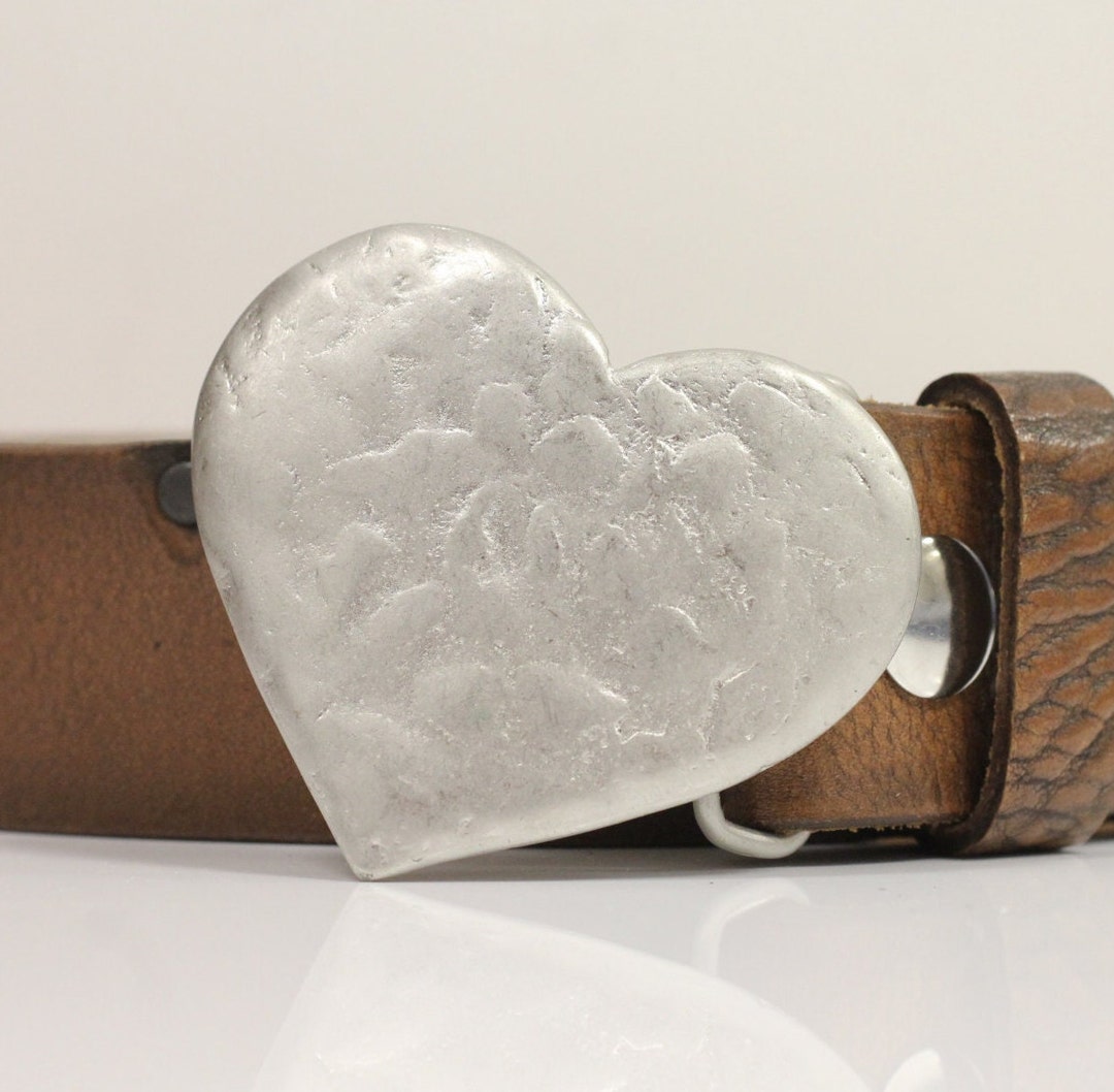 Silver Heart Buckle, Heart Belt Accessory, Quality Buckle, Heart