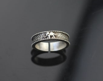Anillo de elefante pequeño delicado de plata esterlina, anillo de buena suerte, anillo animal, anillo de plata, anillo minimalista, joyería animal, R433