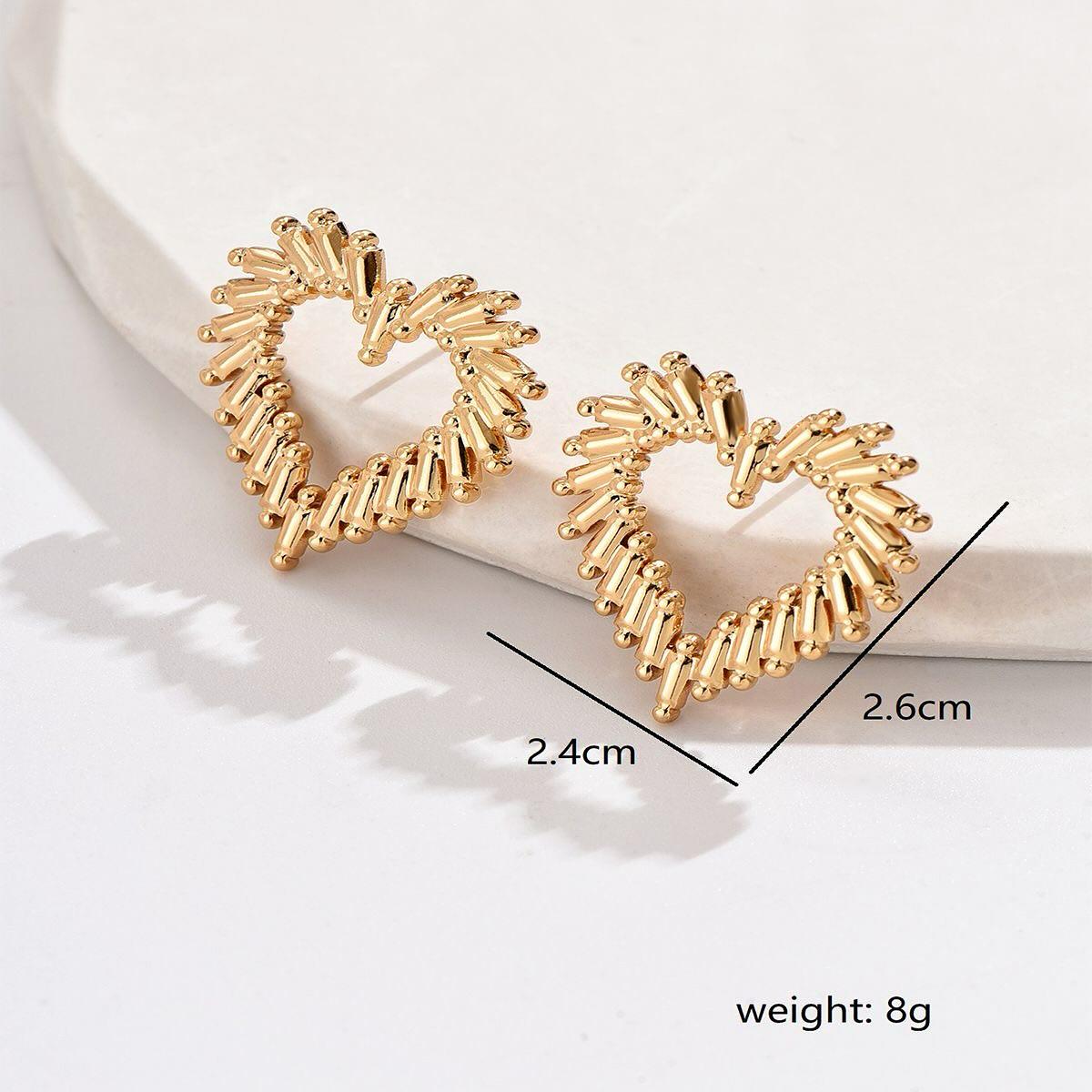 FDEETY Boucles D'oreilles Cœur Double Superposé Brillant Pendantes Élégantes Bijoux Femme Accessoires Romantiques