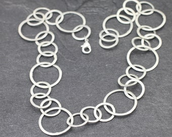 Collier brossé mat, collier chaîne à maillons, collier chaîne tendance, bijoux printaniers en plaqué argent sterling, cadeau pour elle, ZM1180