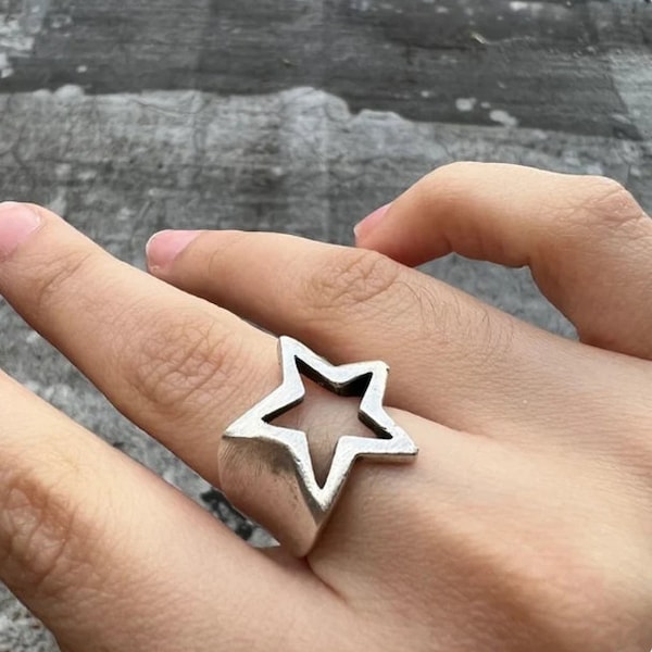 Stern Ring, Silber Stern Ring, Sterling versilbert, Statement Ring, Stern Ring, Statement Ring, Geschenk für sie R230AS