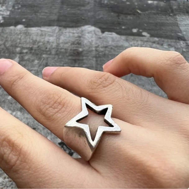 Star Ring, Silver Star Ring, Sterling Silver Plated