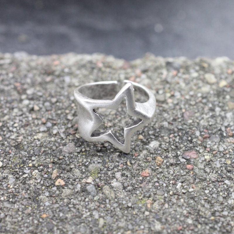 Star Ring, Silver Star Ring, Sterling Silver Plated, Statement