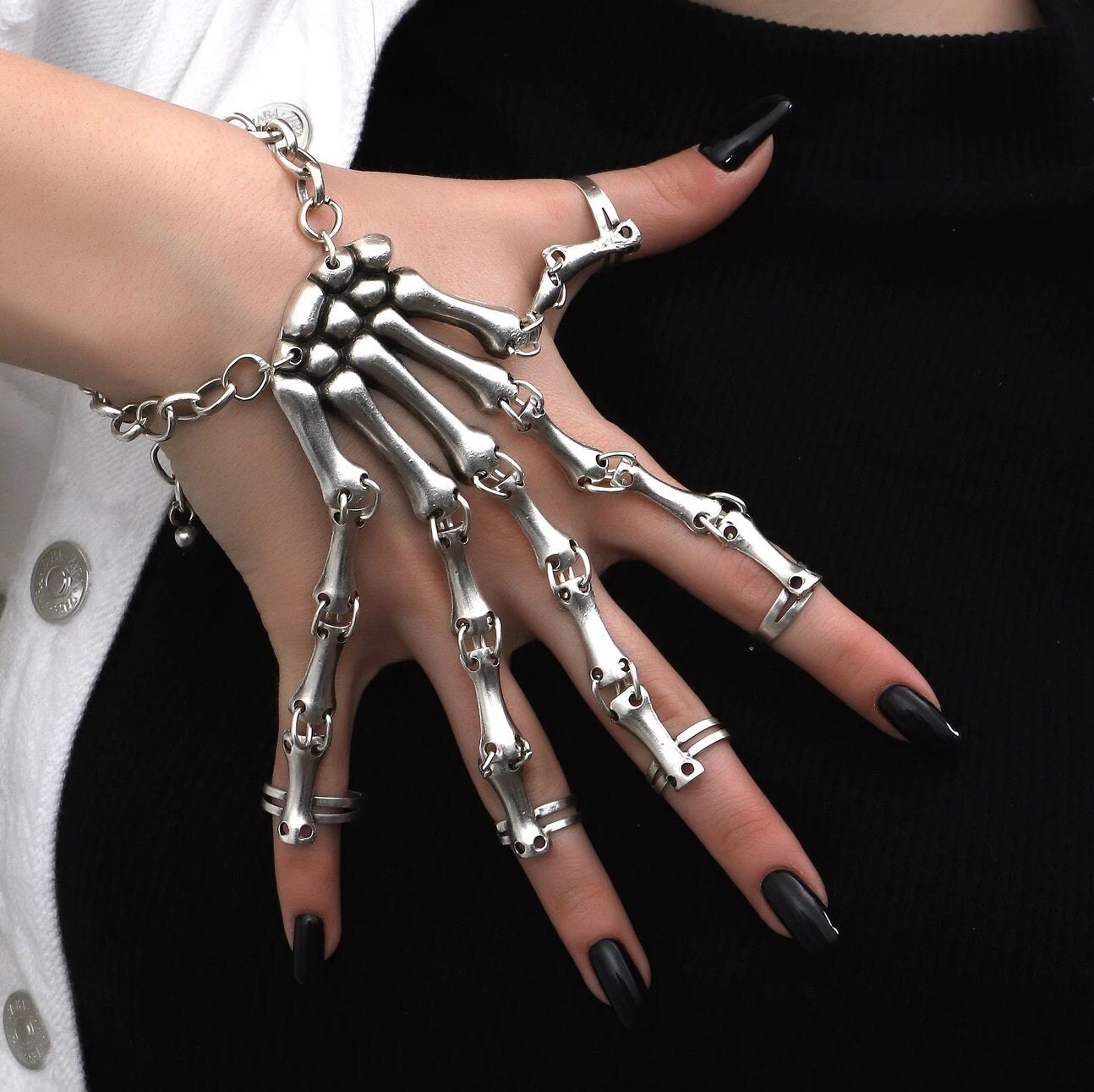 ABJFJE Fashion Exaggerated Metal Skull Finger Bone Bracelet India | Ubuy