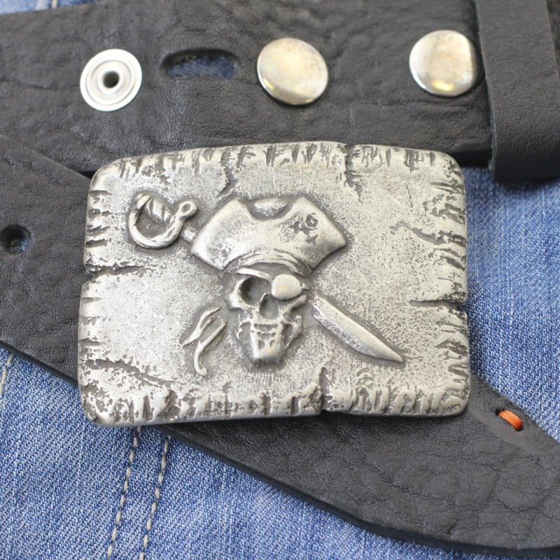 Pirate Skull Belt Buckle, Dark Silver Buckle, Belt