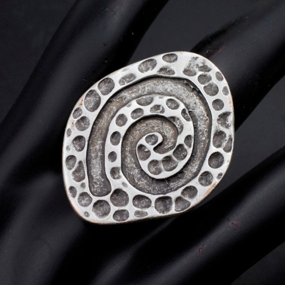 Silver Spiral Ring, Swirl Pattern Ring, Design Si… - image 1