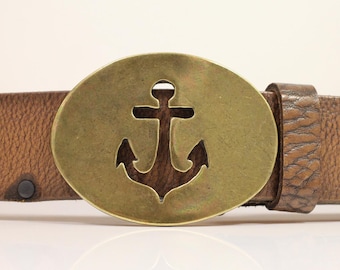 Anchor Belt Buckle, Brass Anchor Belt Buckel for Leather  display picture 2