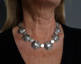 Round Necklace, Silver Necklace, Elegant Necklace, Bohemian Jewelry, Boho Necklace, Design Necklace, Handmade Necklace, Women Necklace, C102