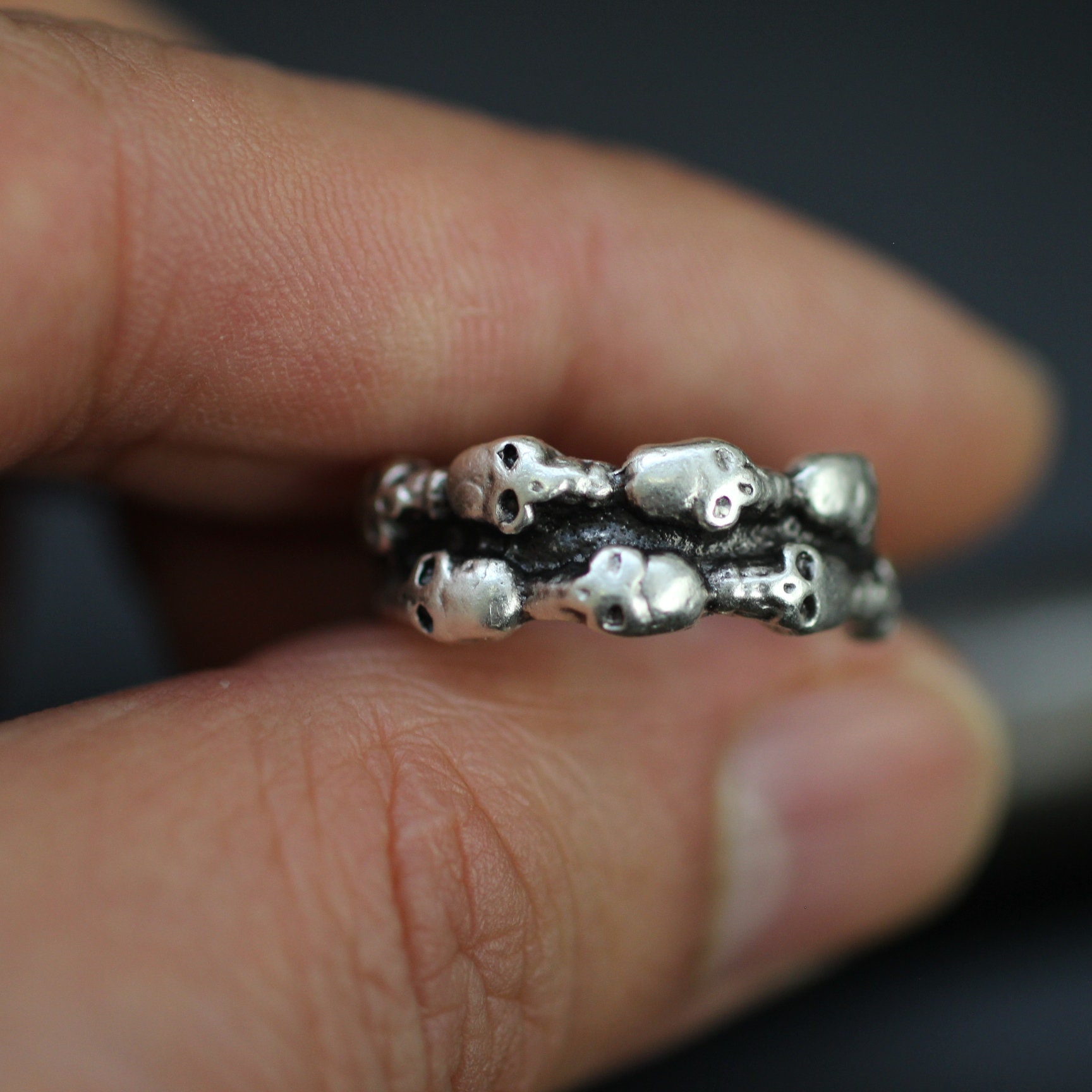 Silver Skulls Ring, Metal Skull Ring, Skull Jewelry, Dead Heads Ring ...